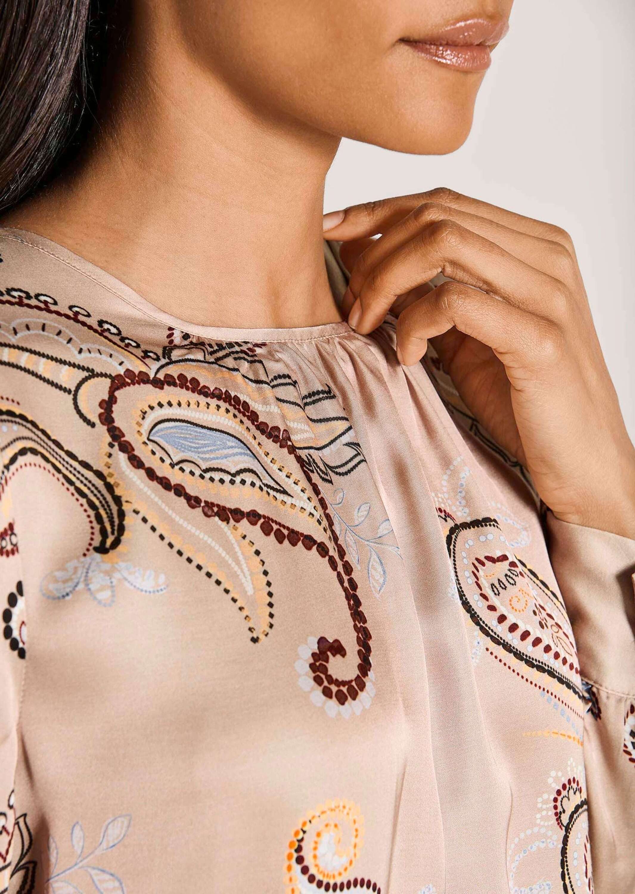 MADELEINE Langarmbluse Elegante Viskosebluse mit Knopfverschluss Zart fließend, Rundhals, Paisley-Print, langärmelig