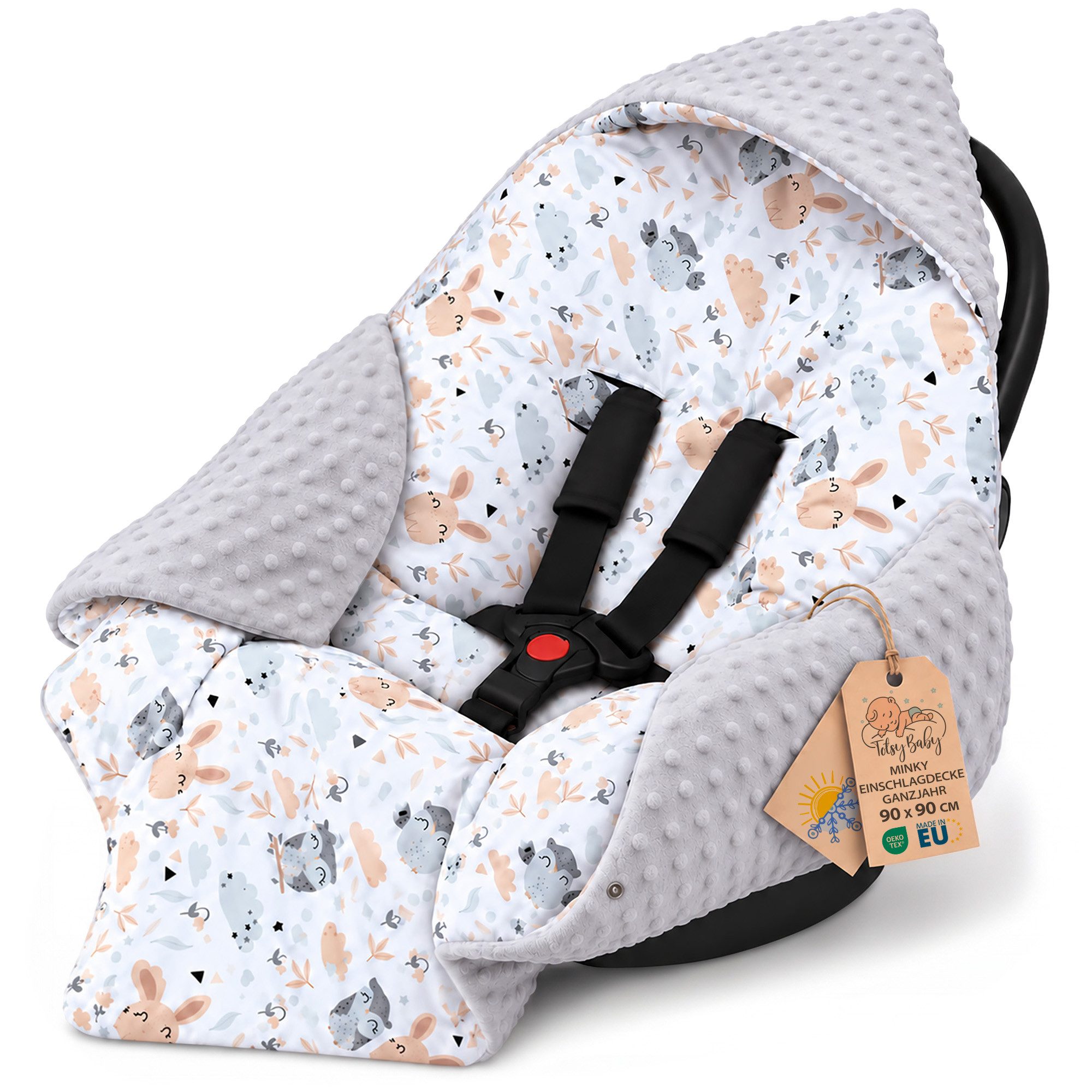 Einschlagdecke Babyschale Baby Decke 90x90 cm - Fußsack Blanket für Kinderwagen, Totsy Baby von Totsy Baby