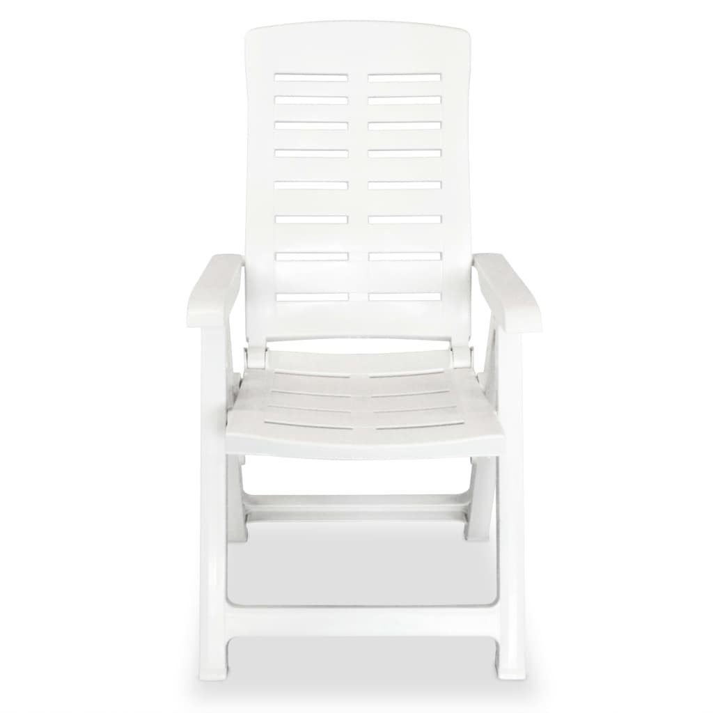 furnicato Gartenstuhl Witterungsbeständige Gartenstühle Kunststoff 60x61x108 cm Weiß, (2 St), Klappbare Sitzgruppe mit 4-fach verstellbarer Lehne für den Hof