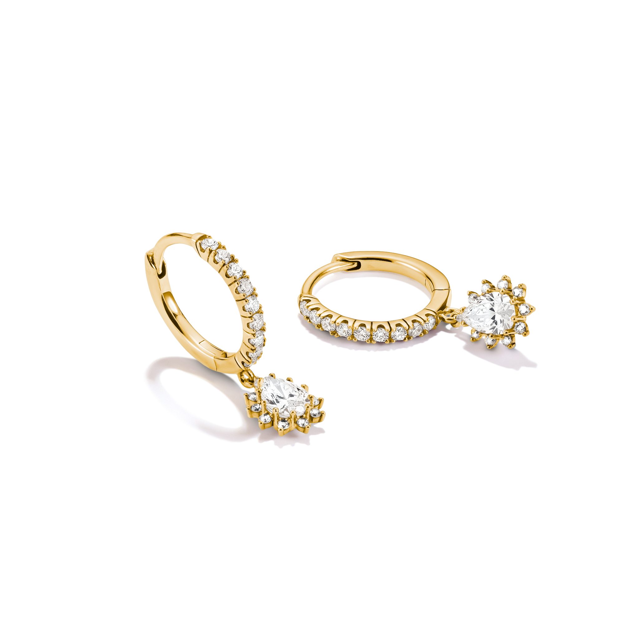THOMAS SABO Paar Creolen Gelbgoldfarbene Creole mit Zirkoniasteinen und Anhänger, mit Zirkonia (synth)