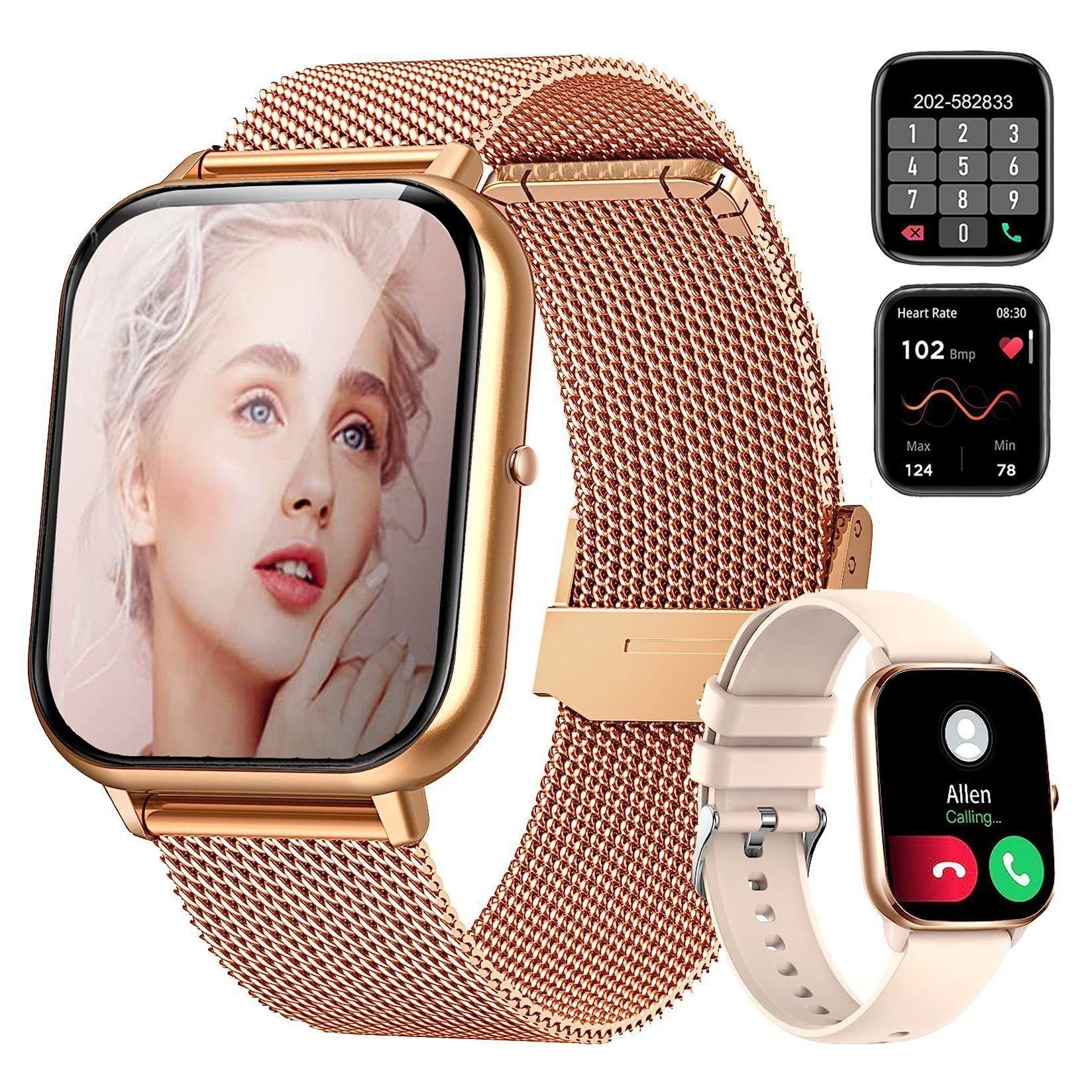 IBETTER Smartwatch,Fitness Tracker Uhr für Damen Herren mit Telefonfunktion Smartwatch (Fitnessuhr mit Telefonfunktion 1,69