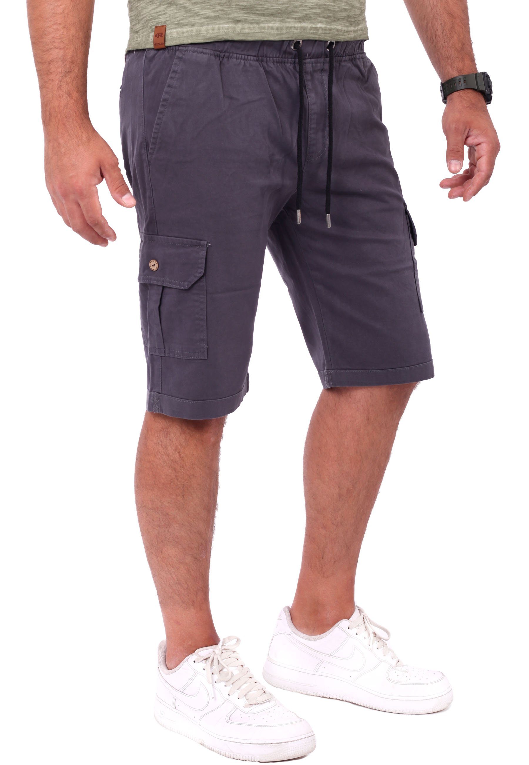 Cargo-Hose Chino Reslad anthrazit Chinohose Cargoshorts Shorts mit Cargoshorts Hose bequeme Kurz Herren Freizeithose Hose kurze Cargo Reslad (1-tlg) Seitentaschen Herren