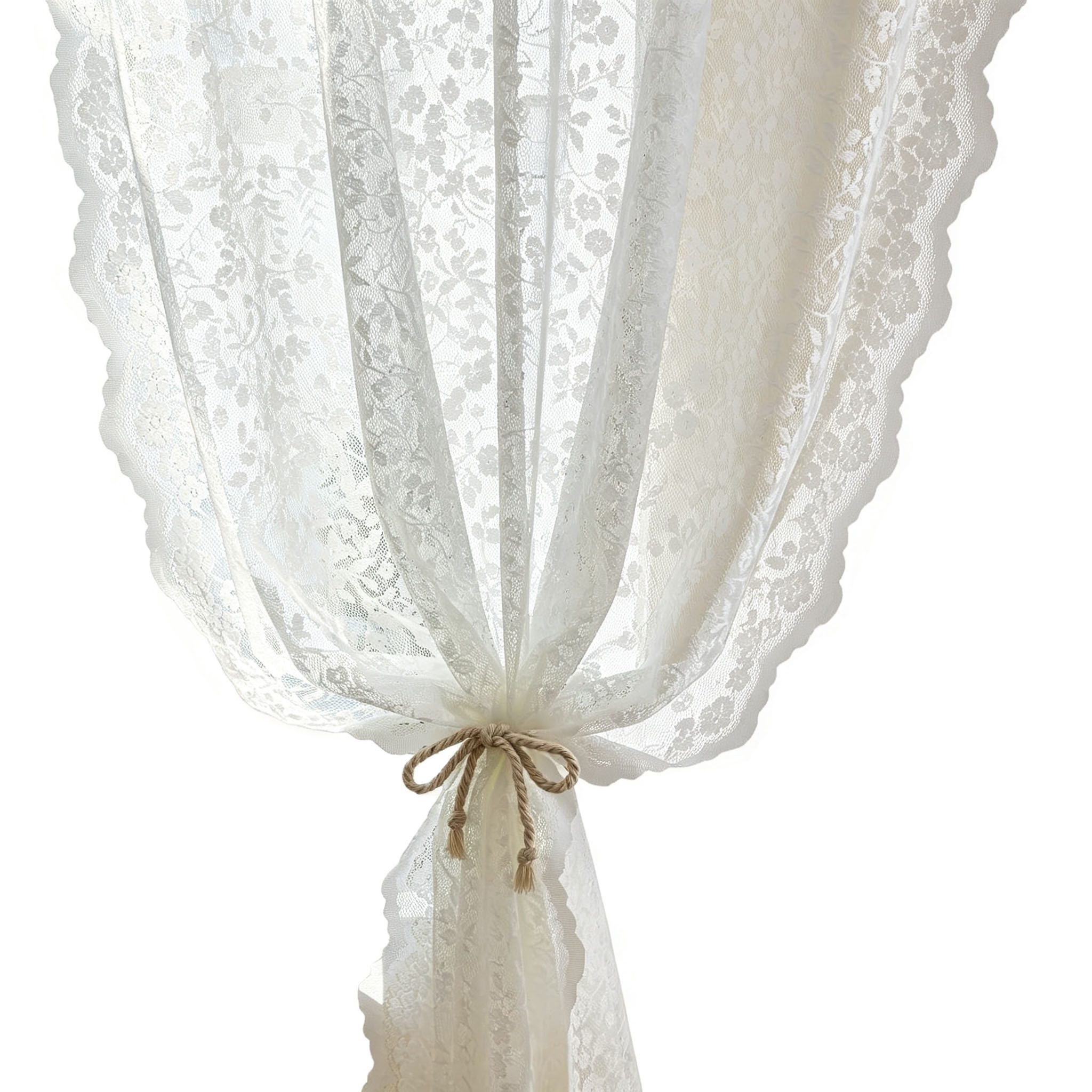 Diwzbyn Gardine Vintage-Spitzenvorhang, lichtdurchlässiger Vorhang mit Blumenmuster, geeignet für Schlafzimmer, Wohnzimmer und andere Wohnraumdekoration