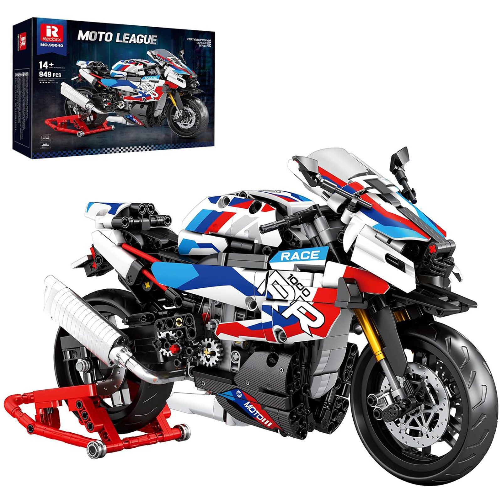 Bundviel Bausteinset Bauklötze Baukasten Motorrad Schulbus Spielbauklötze Spielbausteine, (949 St)