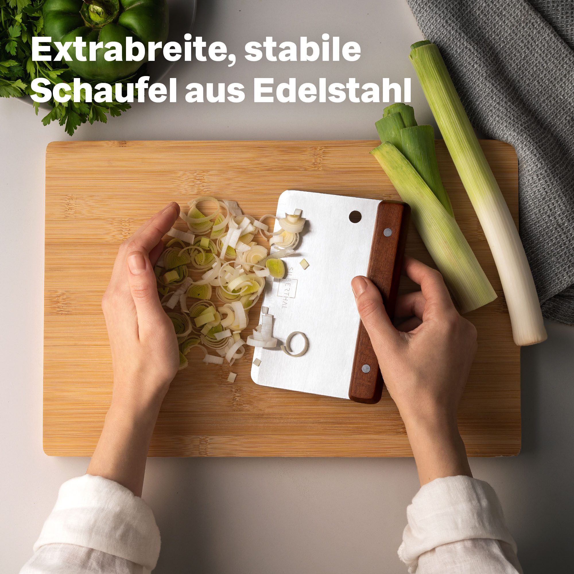 SILBERTHAL Teigschaber Teigkarte Edelstahl 16 cm mit Holzgriff, ideal zum Portionieren, Schneiden & Schaben – Bild 5 von 5