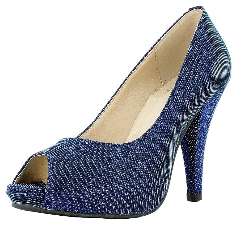 Andrea Conti Glitzer Peeptoe Женщинам Schuhe - Blau Туфли