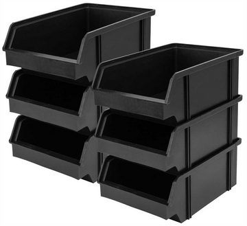 Lantelme Stapelbox 18 Stapelboxen mit Wandleiste (18 St), schwarz, 10x15x6cm