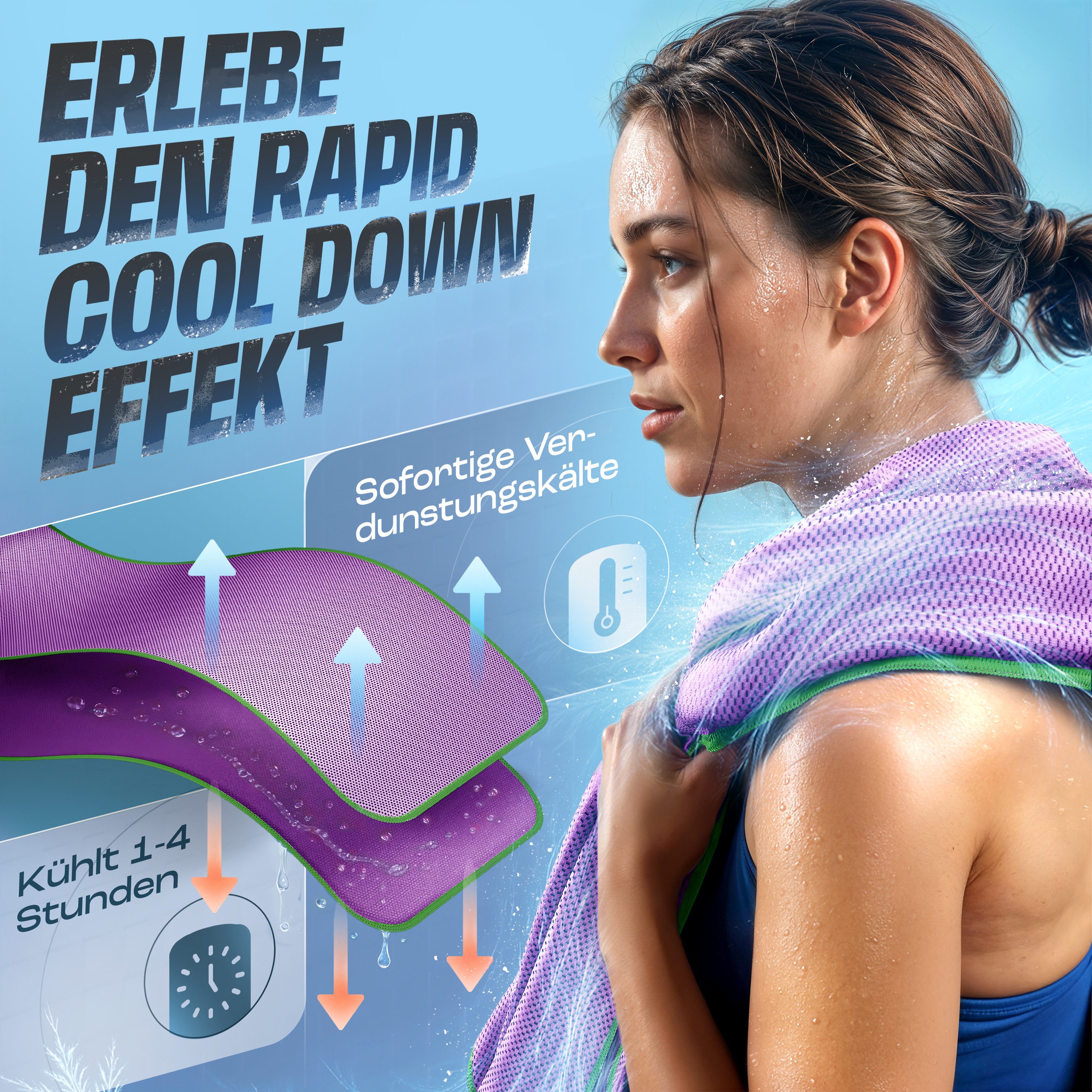 NirvanaShape Handtücher Kühl-Tuch eiskalt mit sofortiger Kühlwirkung kühlendes Handtuch, sofortiger Kühlwirkung, ultraleicht, Ideal für Sport & Freizeit