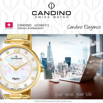 Candino Quarzuhr Candino Damen Uhr Quarzwerk C4667/1, Damen Armbanduhr rund, Edelstahlarmband gold, Fashion