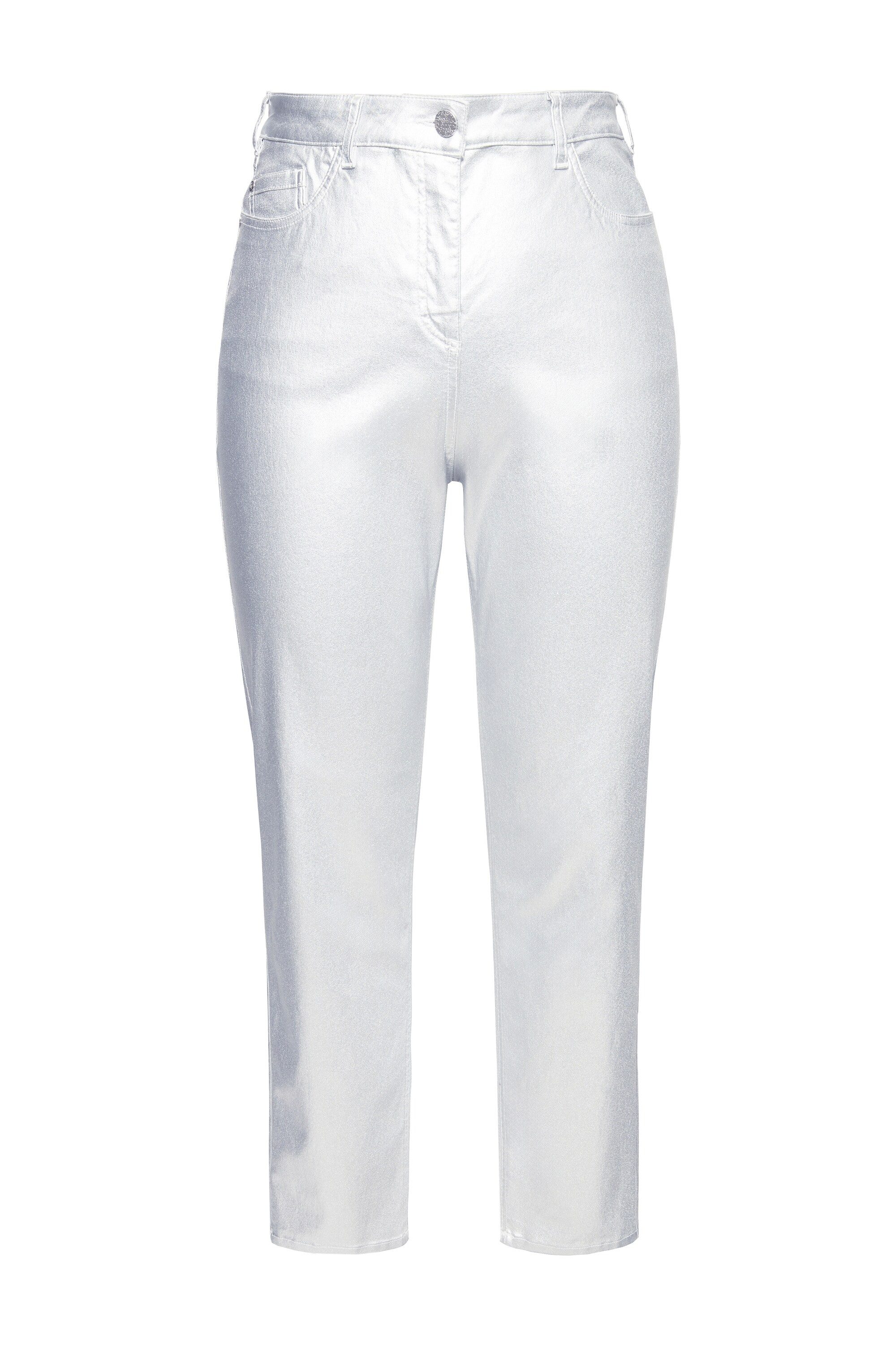 Ulla Popken Funktionshose Mom-Jeans Silber-Coating Komfortbund günstig online kaufen