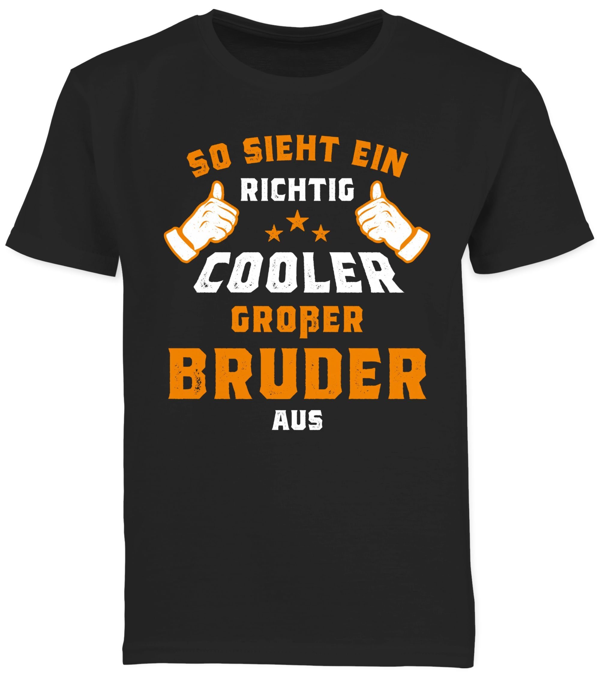 Shirtracer Bruder T-Shirt großer aus So Bruder richtig 3 ein cooler sieht Schwarz Großer Orange