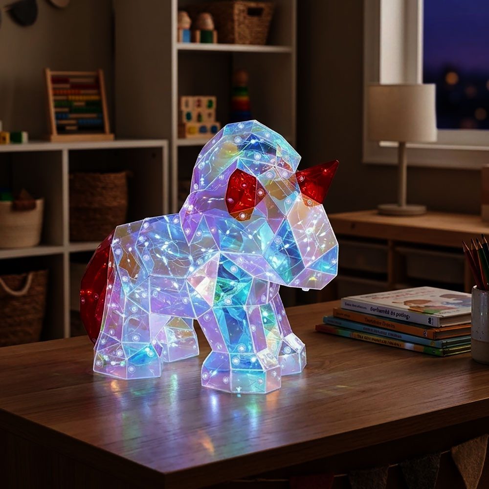 GLOBO LIGHTING LED Tischleuchte, LED-Leuchtmittel fest verbaut, Tischleuchte Tischlampe Pferd Tasche Kristalleffekt Kinderzimmer LED
