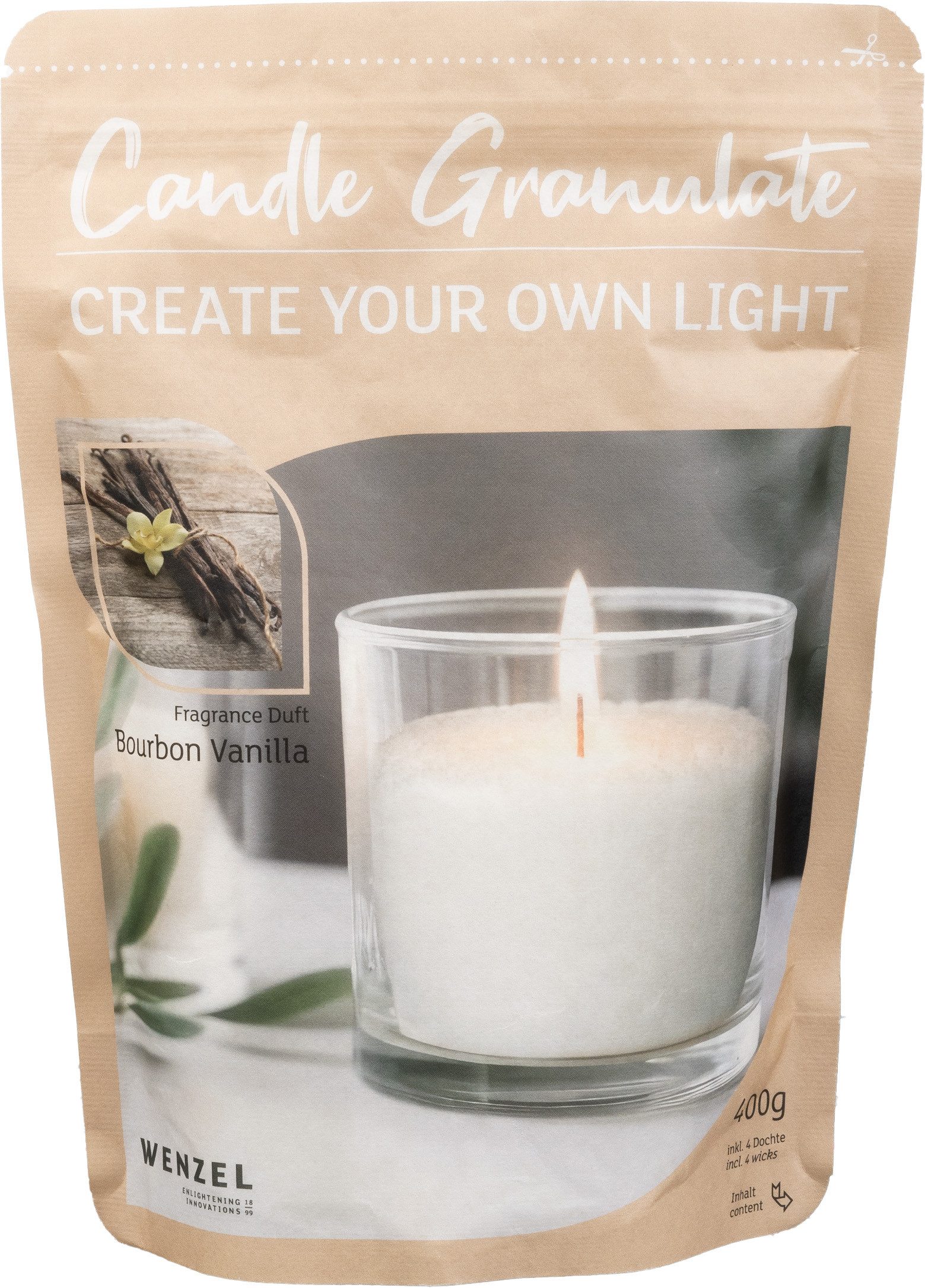 Wenzel Stumpenkerze Kerzen-Sandgranulat mit Duft, Set mit 4 Dochten, 400g günstig online kaufen