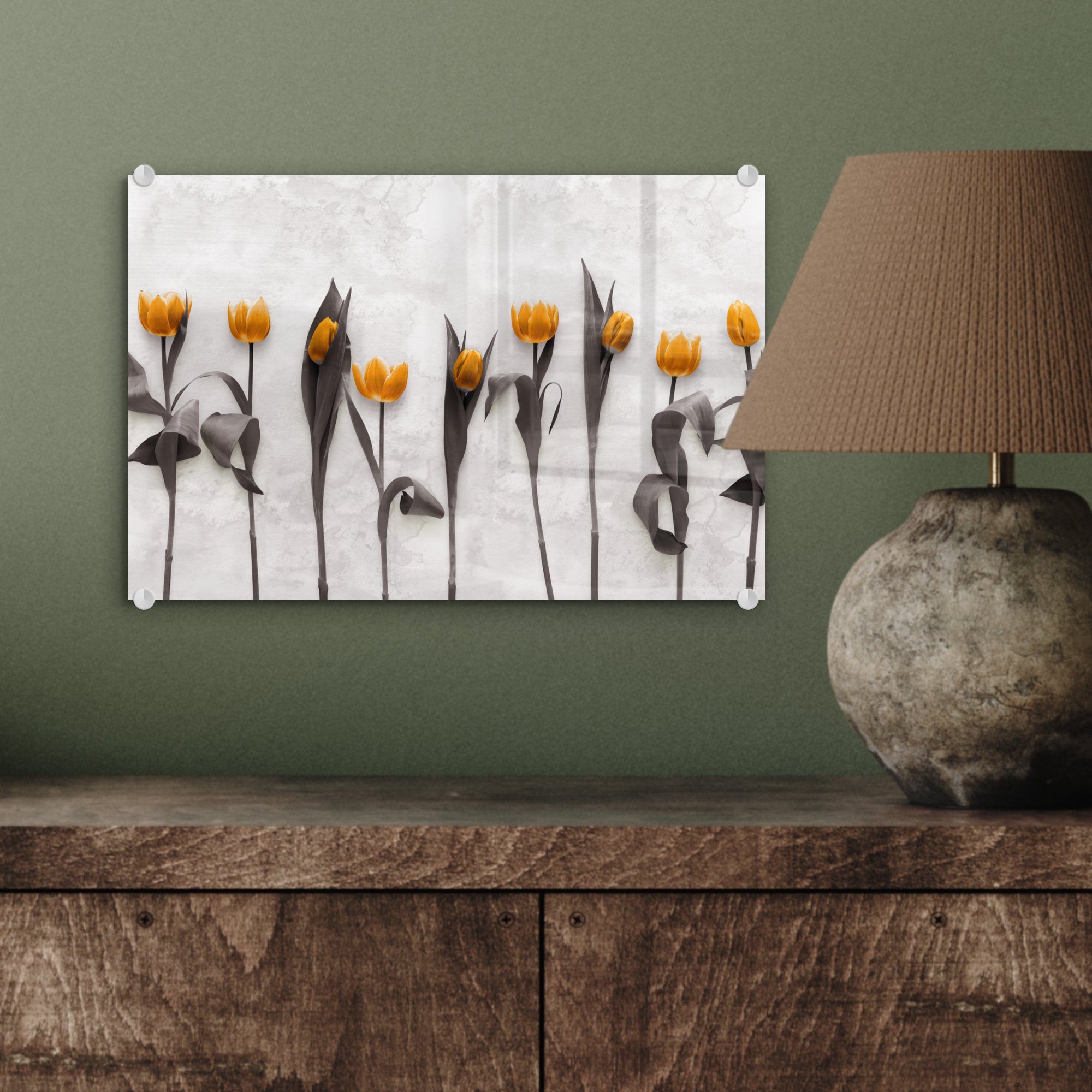 MuchoWow Acrylglasbild Blumen - Tulpen (1 Glasbilder - - Foto Bilder auf St), - Glas Wanddekoration Wandbild Glas Marmor, - auf