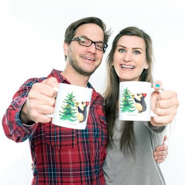 Mr. & Mrs. Panda Kinderbecher Pinguin Weihnachtsbaum - Weiß - Geschenk, Kinder Tasse, Advent, Winte, Kunststoff, Mikrowellenbeständig