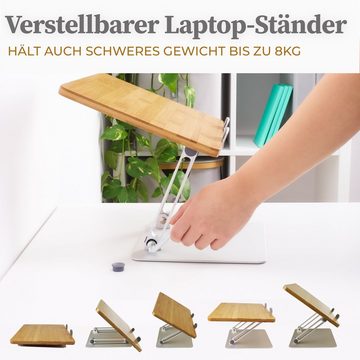 HENNEZ Laptop Ständer Höhenverstellbar Faltbar - Laptop Stand Stabil Laptop-Ständer, (Notebook Ständer, - Ipad Ständer Rechteckig aus Aluminum Bambus)