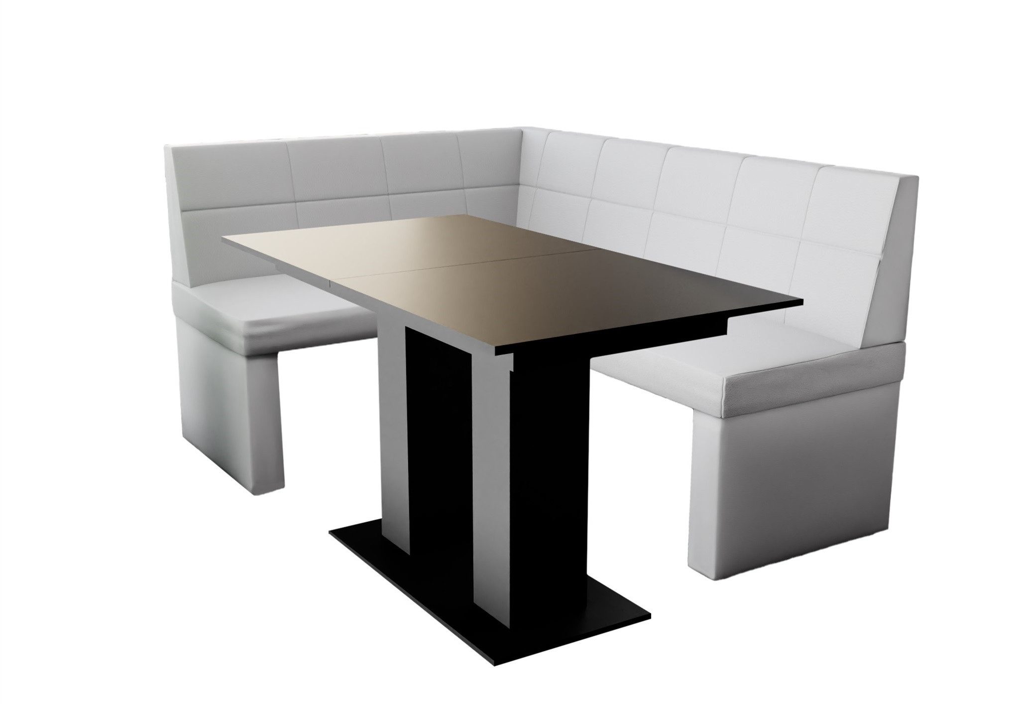 Fun Möbel Eckbankgruppe Eckbankgruppe „BLAKE XL“ Размер 196x142cm mit Tisch Schwarz matt, ausziehbarer Tisch