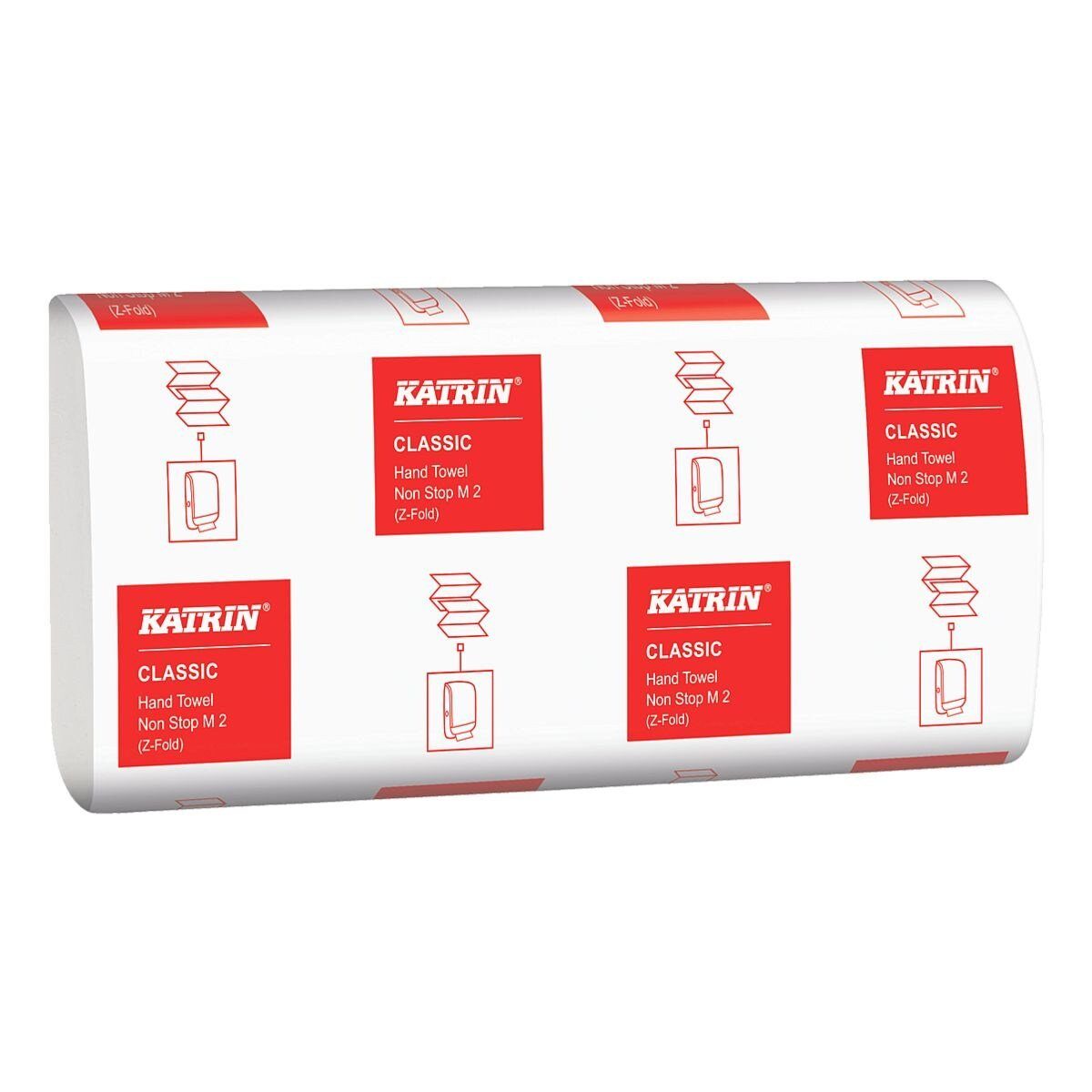 KATRIN Papierhandtuch Non Stop M2, 2-lagig, Papier, Z-Falzung, weiß mit Prägung, 24x24 cm, 4000 Blatt