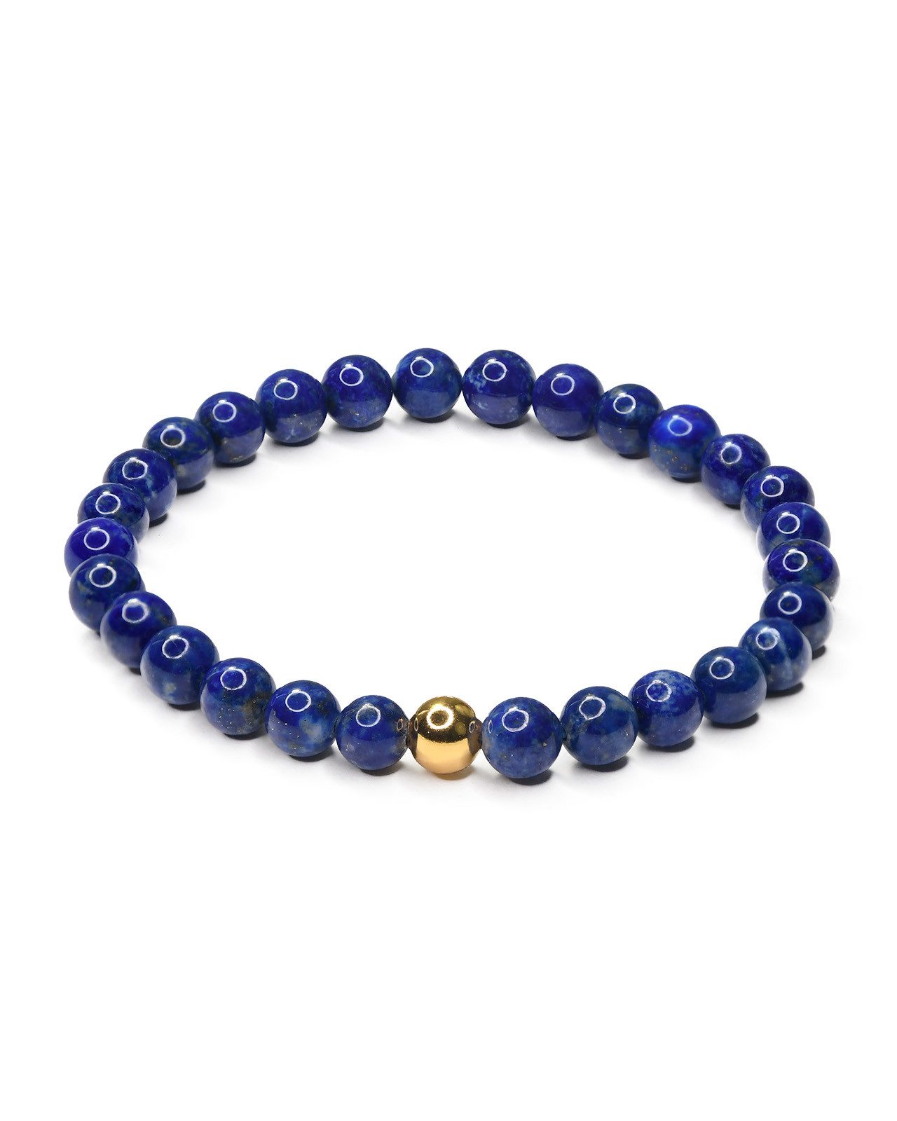 MayTree Armband Lapislazuli, 16-18cm, Geschenk für Muttertag, Geburtstag, Weihnachten (Stück, 1-tlg), mit Perle aus 925Silber, 24K vergoldet