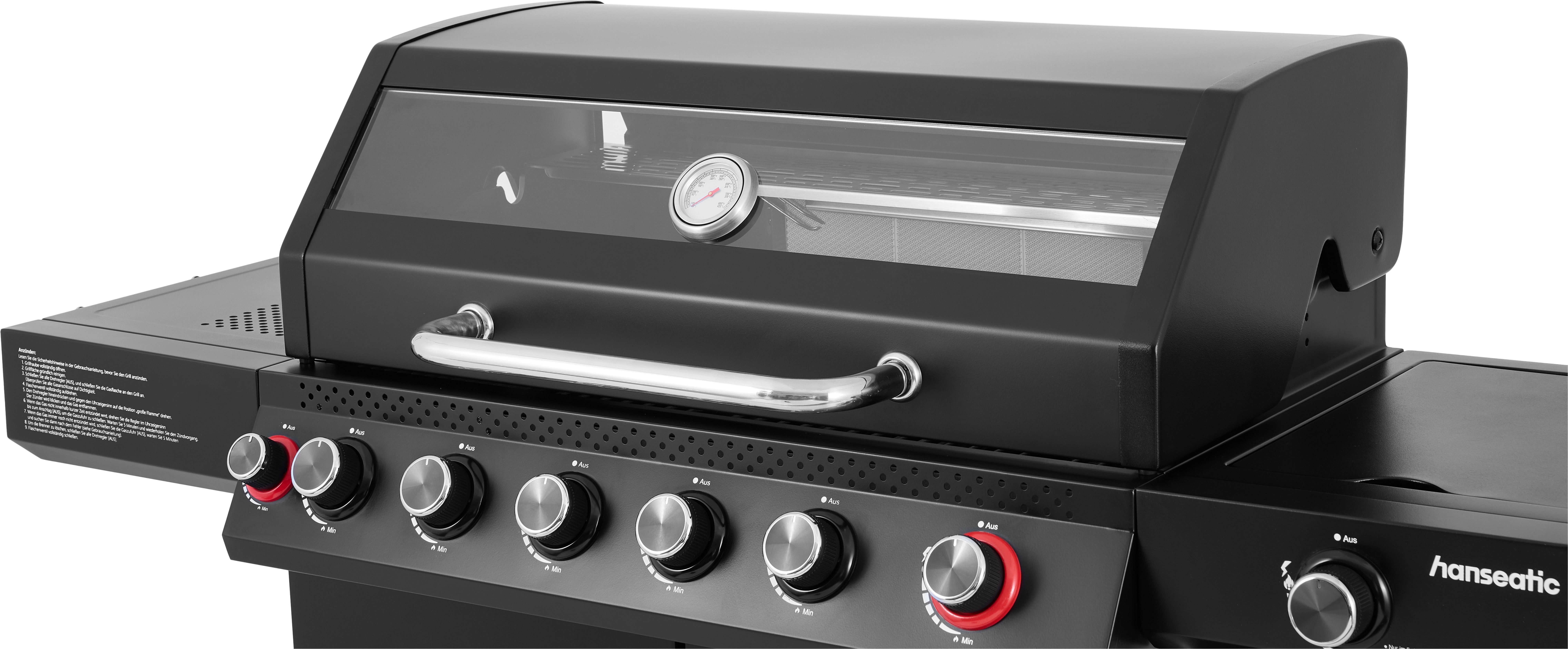 Hanseatic Gasgrill Gasgrill 6+2 Memphis Black Plus, inkl. 3 Jahre Herstellergarantie