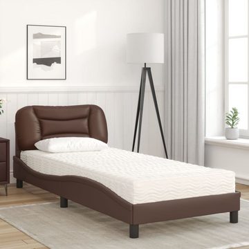 vidaXL Bett Bett mit Matratze Braun 90x200 cm Kunstleder