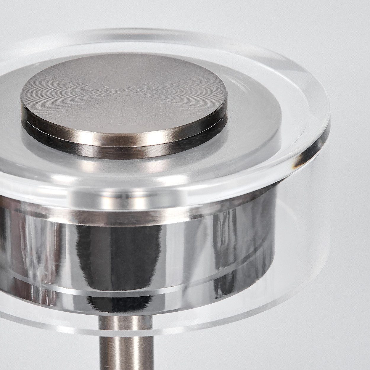 hofstein Tischleuchte Tischlampe aus Metall/Kunststoff in Nickel-matt/Chromfarben/Klar, ohne Leuchtmittel, dimmabre Tischleuchte mit Touchdimmer, CCT einstellbar, 2,5 Watt