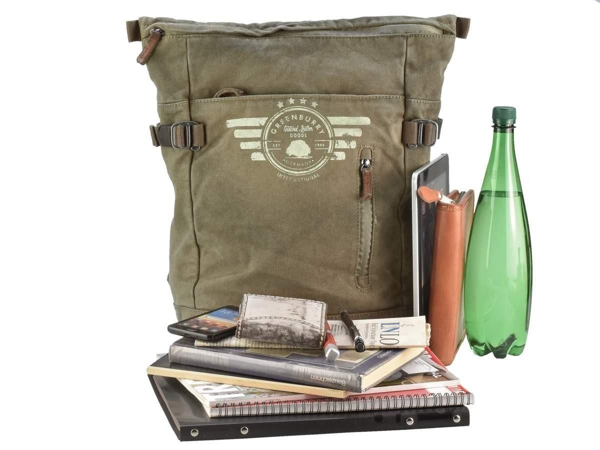 Greenburry Tagesrucksack Aviator, Rucksack, mit Tabletfach 23x31cm, 16oz Canvas im used Look