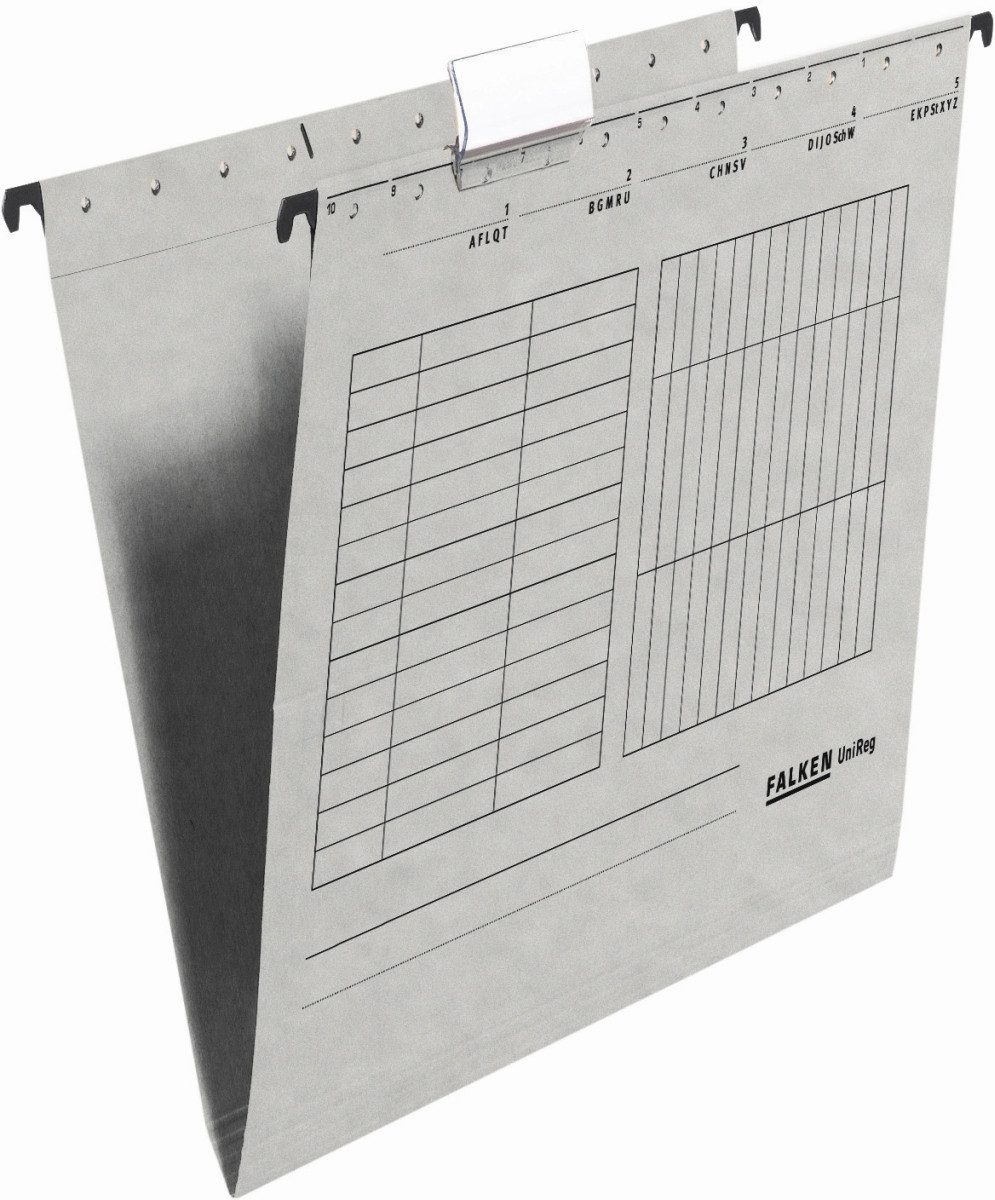 Falken Hefter Hängemappe UniReg Kraftkarton 230g/qm seitlich offen grau