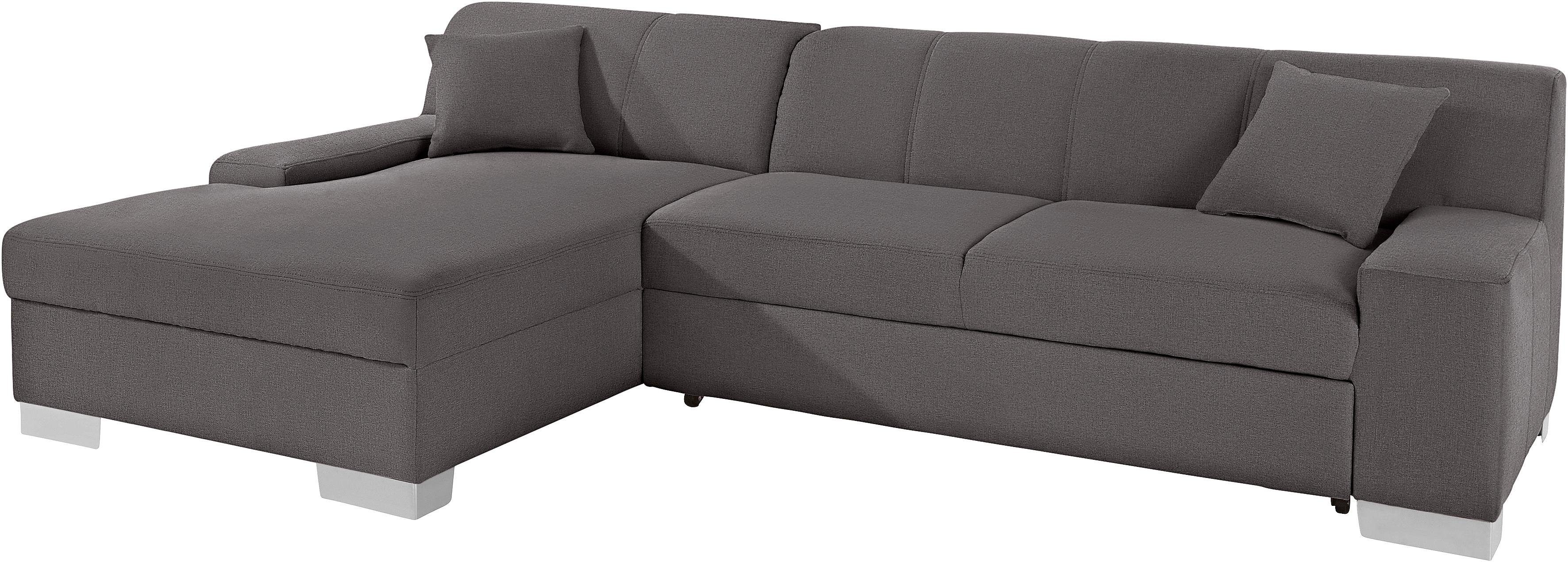 DOMO collection Ecksofa Bero, elegant und zeitlos, flache Armlehnen, Breite 268cm L-Form, fester Sitzkomfort, wahlweise mit Bettfunktion