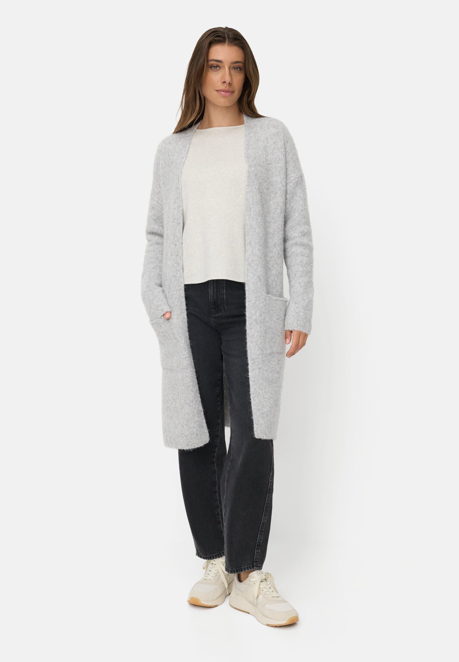 camel active Longstrickjacke mit aufgesetzten Taschen Langarm Strickjacke_Strickjacke