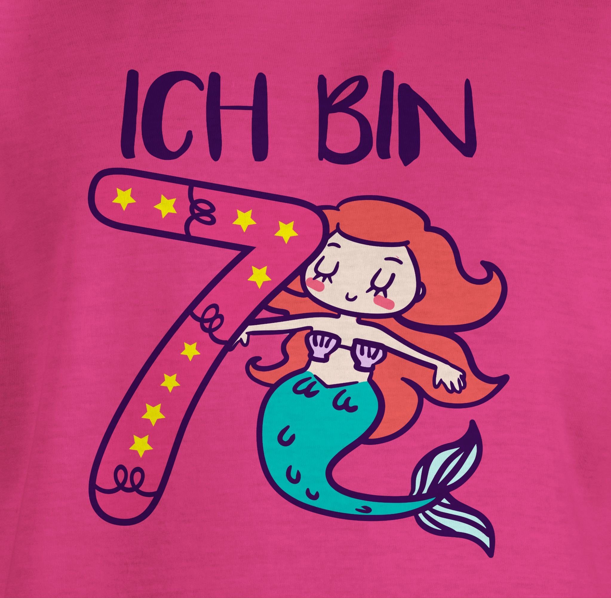 sieben Meerjungfrau bin Shirtracer Fuchsia Ich T-Shirt Geburtstag 7. 2