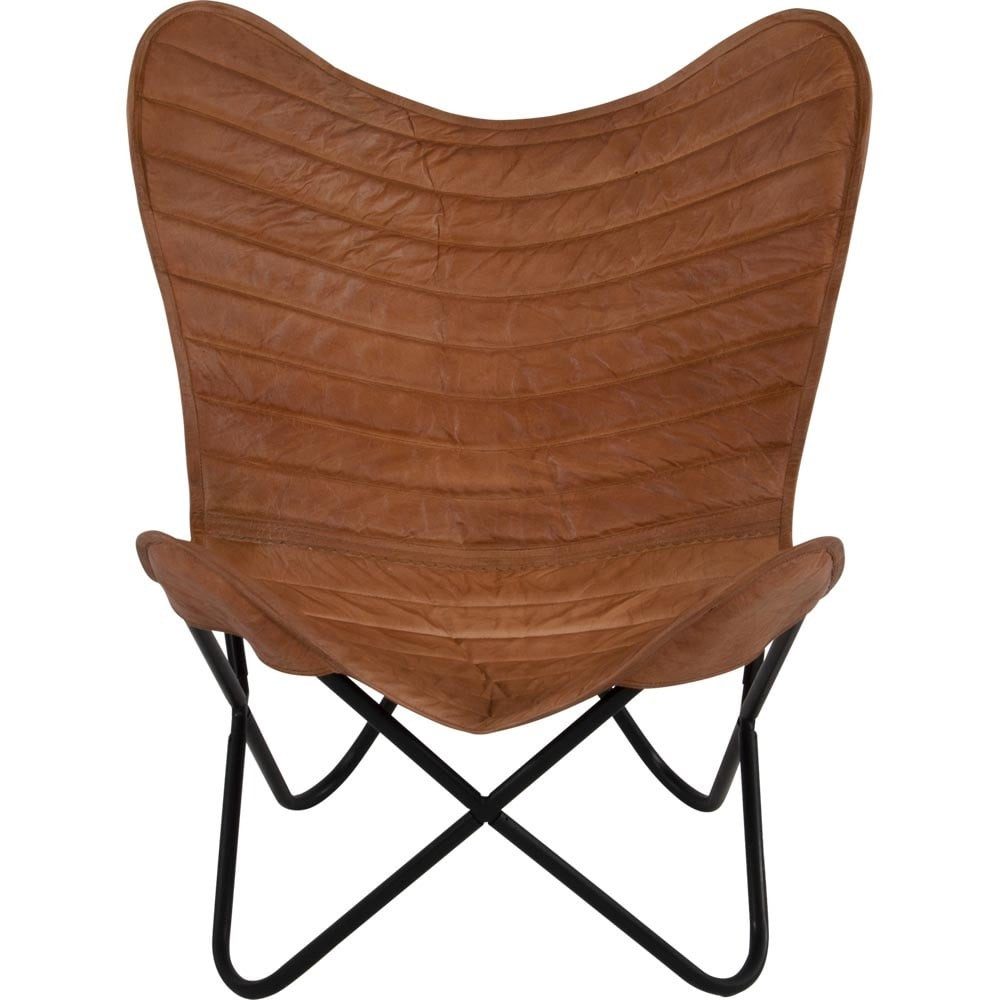 Lesli Living Klappstuhl Butterfly Chair Leder braun – Schmetterlingsstuhl Retro Sessel (1 St)