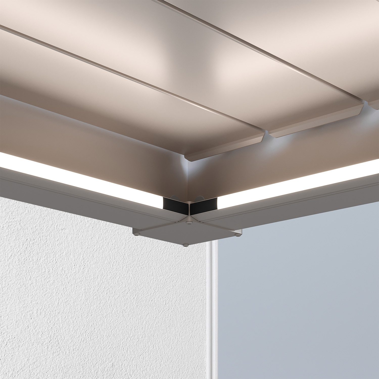Weide Pergola LED Beleuchtung Kit für Wand-Pergola Außenbereich Ivory Sand, BxTxH: 300x360x1 cm, (Hochwertigstes Aluminium & verzinkte Stahl-Lamellen, Komplettset)