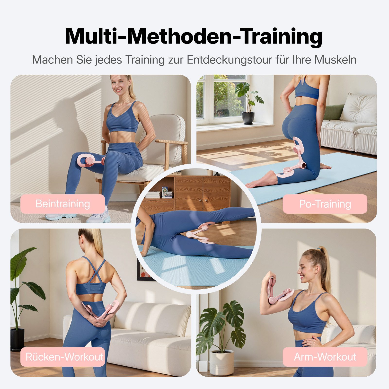 MERACH Beckenbodentrainer zur Stärkung der Tiefenmuskulatur, Multifunktionales Beintrainer Set mit Widerstandsband, 1-tlg., Gezieltes Training bei Blasenschwäche & für den Beckenboden, Für mehr Muskelkraft im Alltag durch einfaches Heimtraining