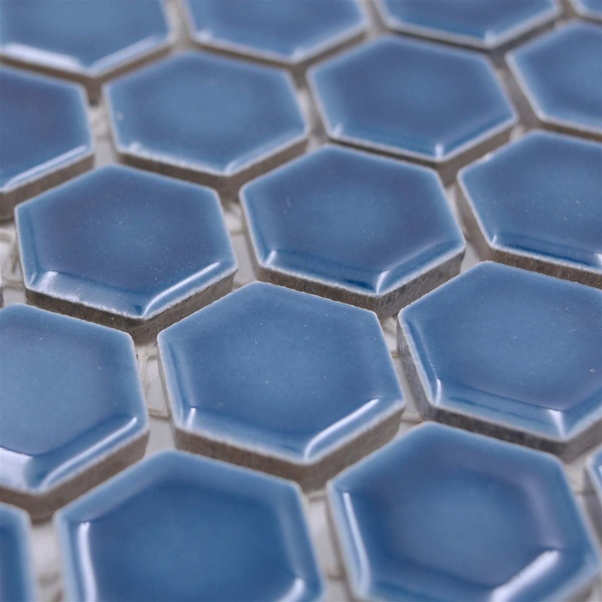 Mosafil Mosaikfliesen Keramikmosaik Fliesen Salomon Hexagon H23, Keramik 30.000x26.000, grün-blau, Verlegefertig auf ein Netz geklebt - Frostsicher - Wasserfest