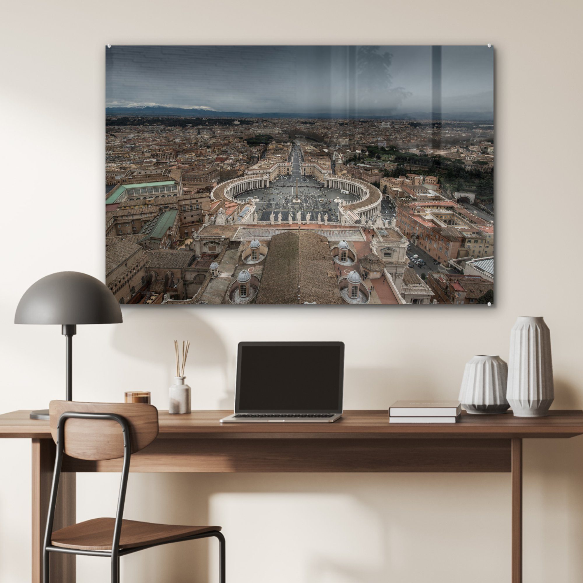 MuchoWow Acrylglasbild Dunkle Wolken über (1 & St), Italien, dem Schlafzimmer Wohnzimmer Acrylglasbilder in Petersplatz