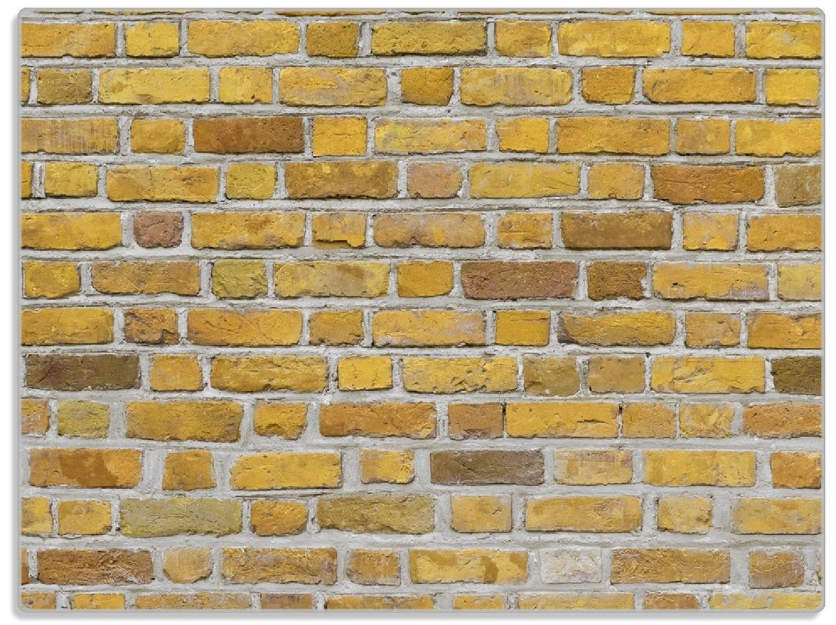 Wallario Schneidebrett Ziegelsteinwand in gelb - Backsteine, ESG-Sicherheitsglas, (inkl. rutschfester Gummifüße 4mm, 1-St), 30x40cm