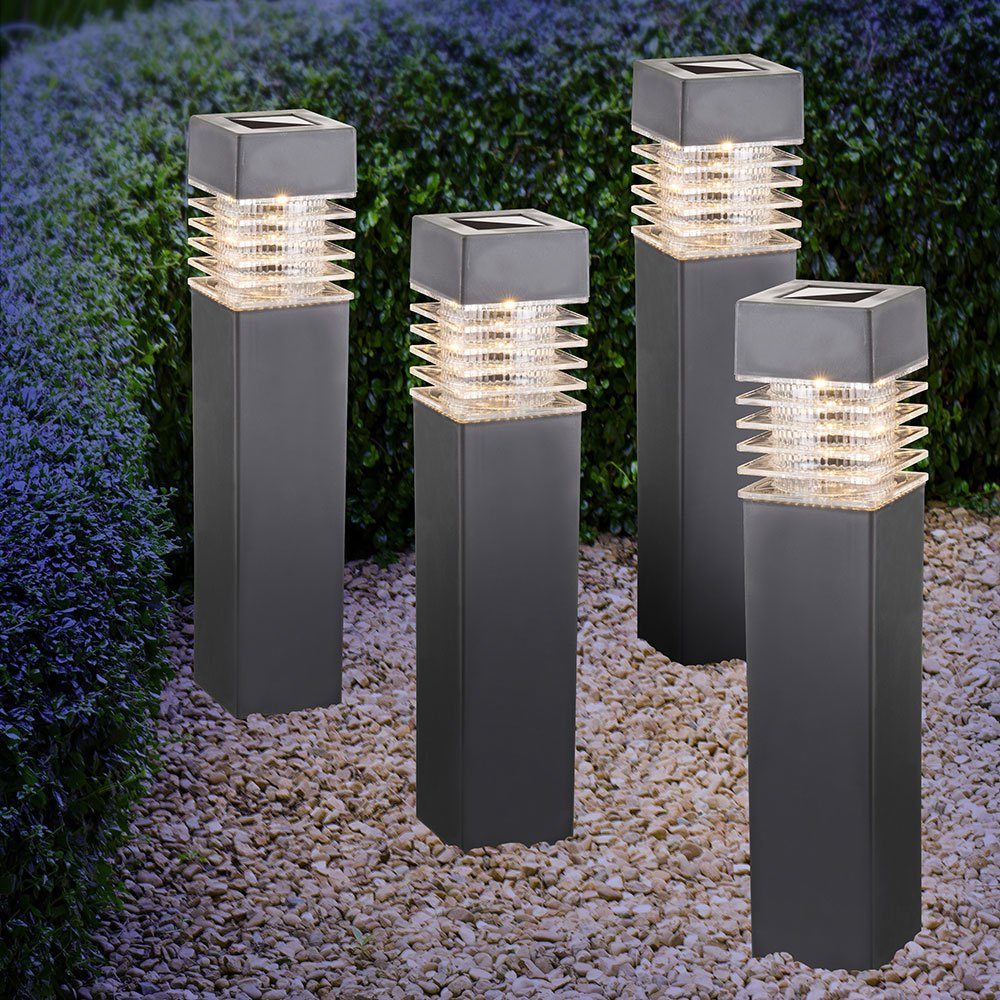etc-shop Steckleuchten LED Solarleuchten LED-Leuchtmittel Warmweiß, fest Außenleuchten Stehlampen verbaut, Außen-Stehlampe,