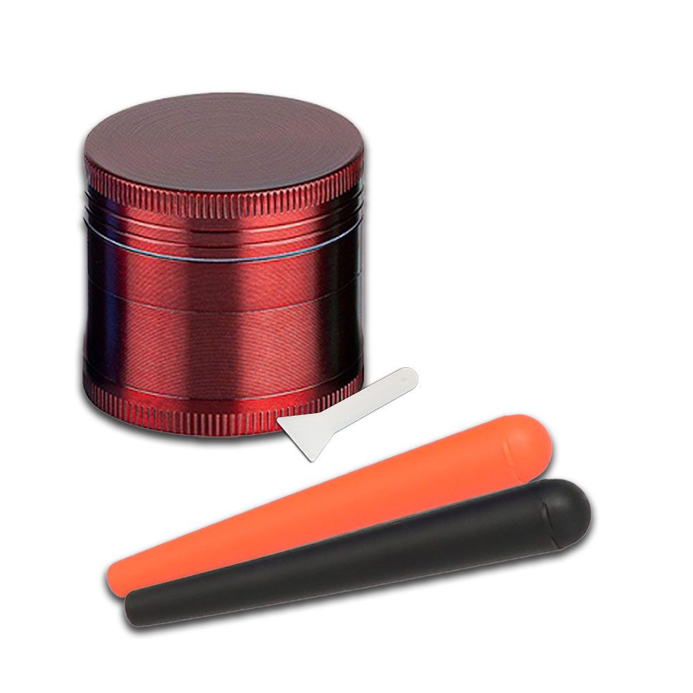 Coumo Kräutermühle Grinder Crusher + 2x Kingsize Tube Set, Metall Kräutermühle