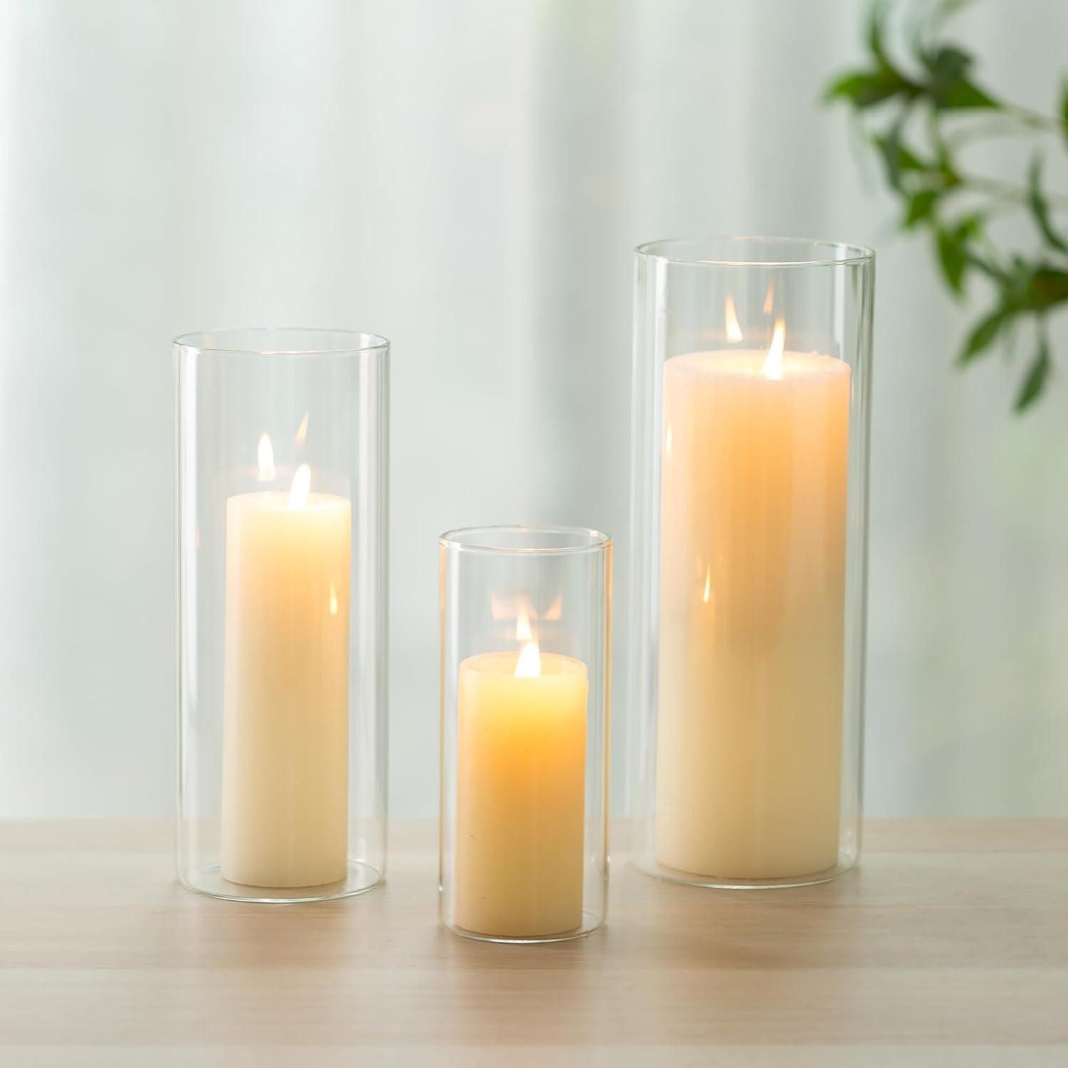 LuxusKollektion Windlicht Windlicht Glas Kerzenhalter 3er Set für Hochzeit Party Tischdeko