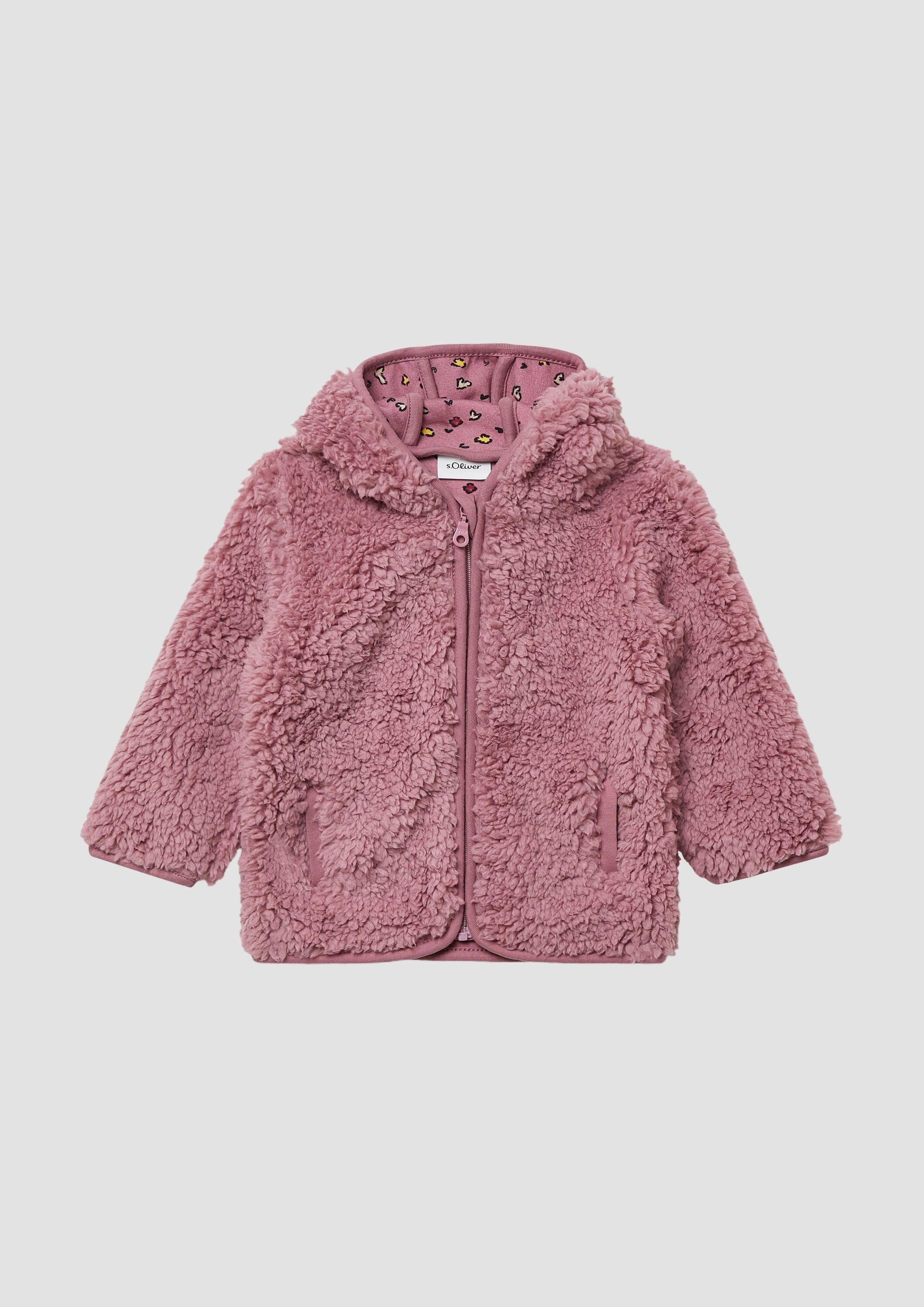 s.Oliver Funktionsjacke Outdoor-Jacke Unisex Jacke aus Teddyplüsch mit gemustertem Jersey-Futter