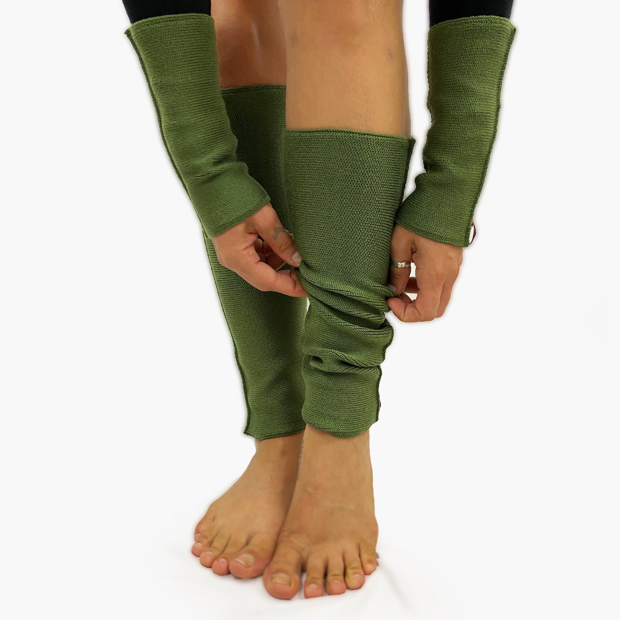 vincente® wärmend, Grün aus Gelenkwärmer elastisch, Beinstulpen Strick, formbeständig, weichem Beinstulpen256