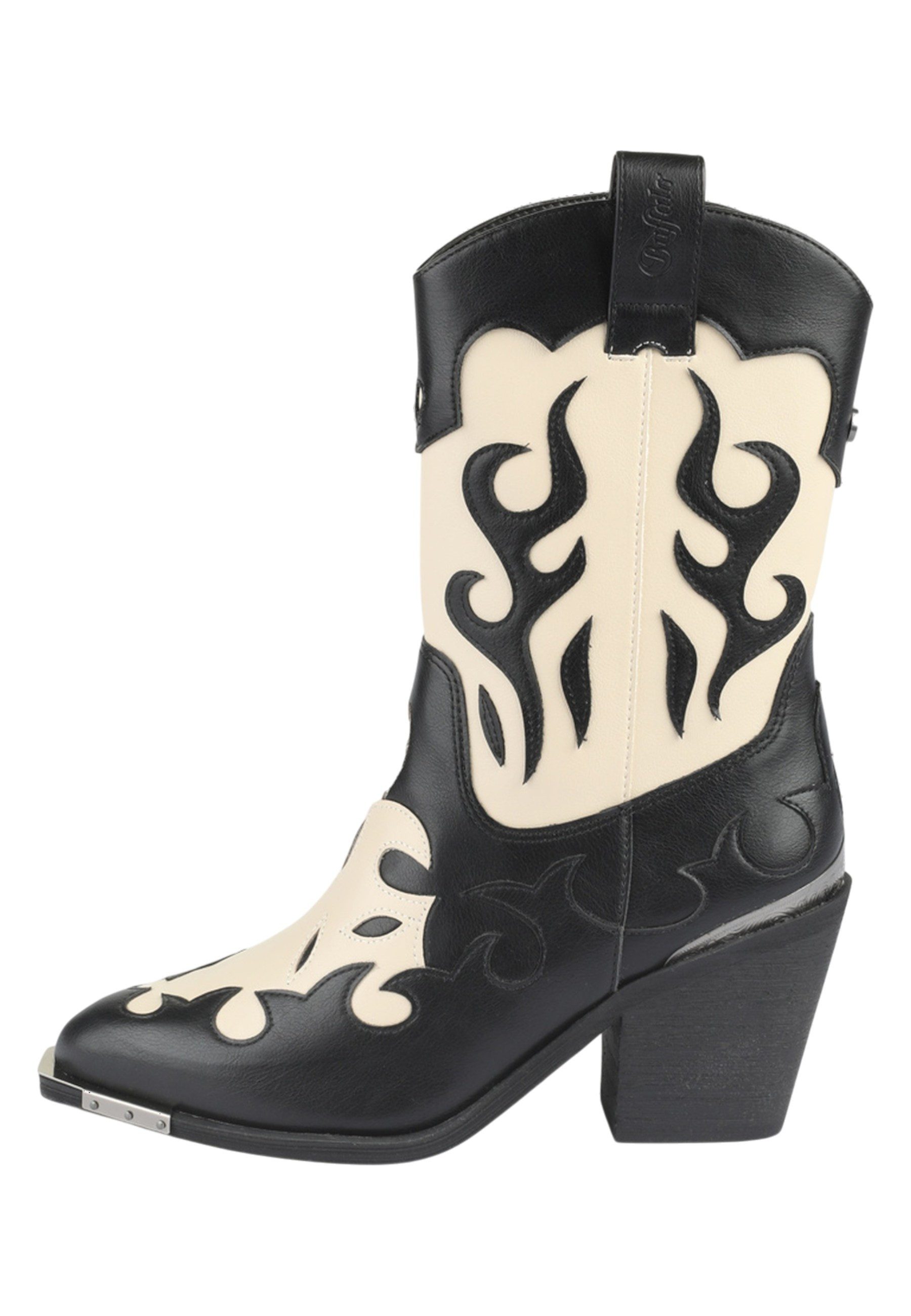 Buffalo 1221055 West Bootie Mid Cowboy Black/Cream Stiefel