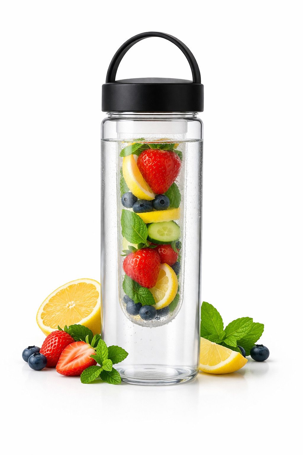 Thermoflasche Flasche mit Fruchteinsatz und praktischem Schraubdeckel 600ml 255