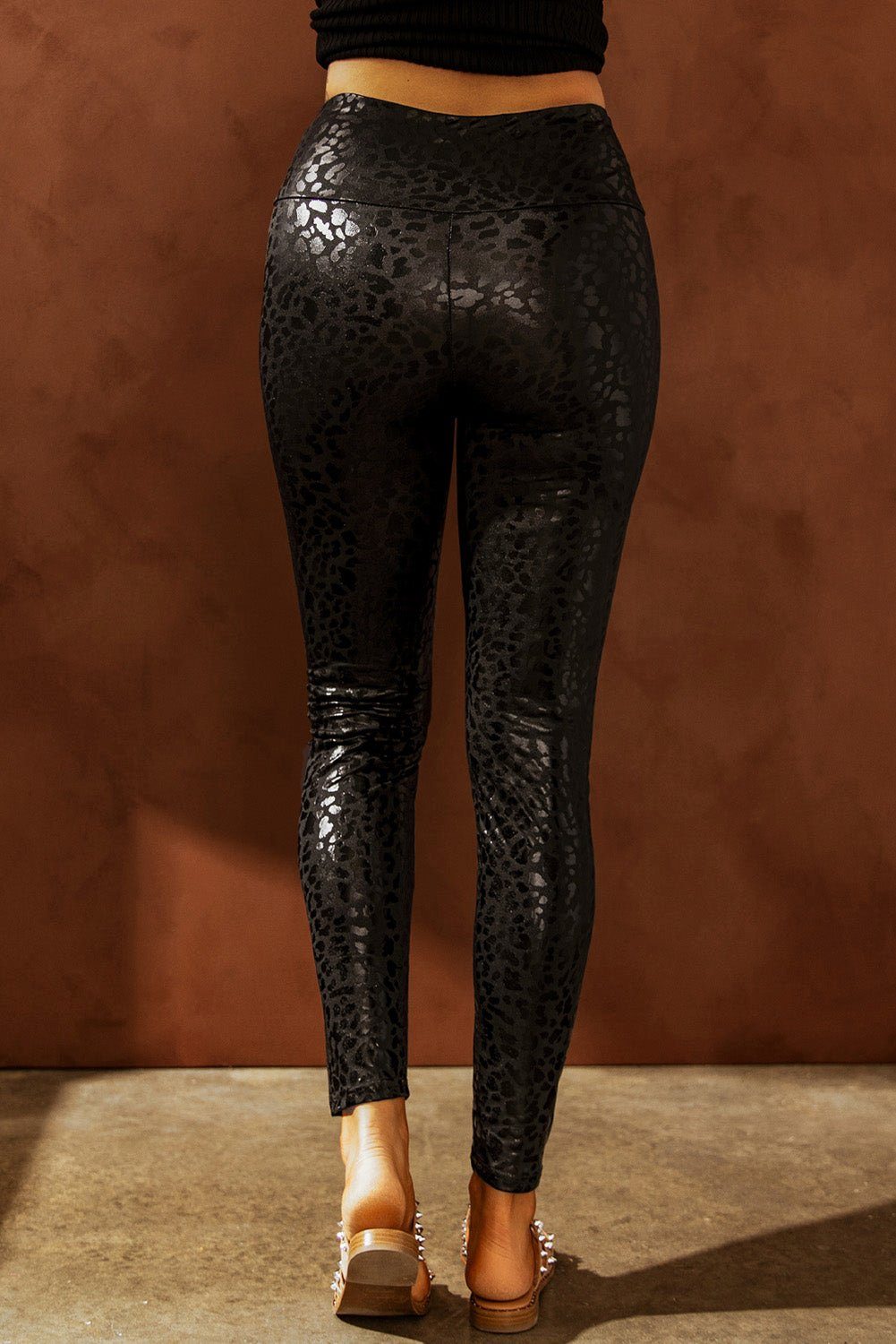 Leggings toller und schwarz Passform. mit Organza in Leooptik matt-glänzender Lingerie