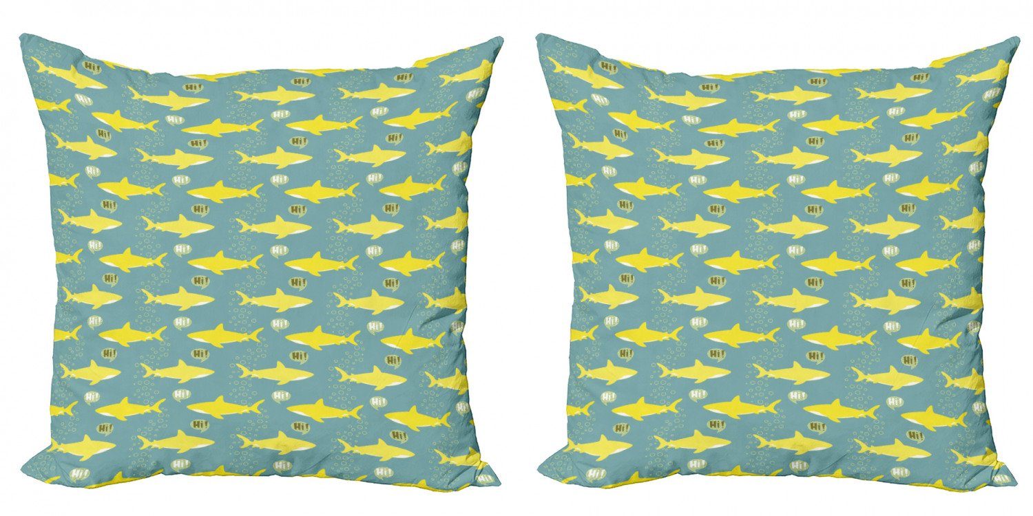 Abakuhaus Digitaldruck, Kissenbezüge gelbe Stück), Doppelseitiger Freundliche (2 Hai Fische Accent Modern