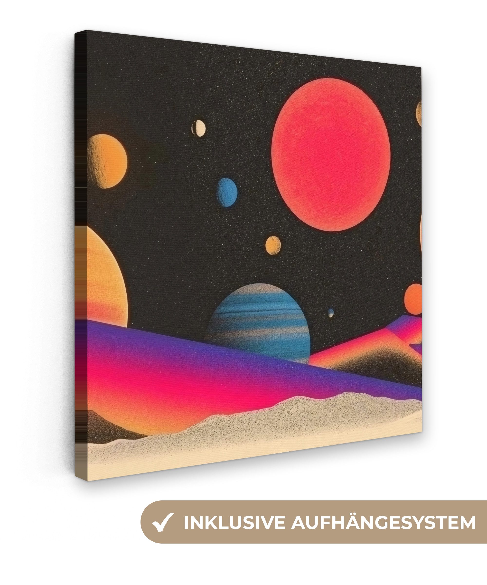 OneMillionCanvasses® Leinwandbild Himmel - Planeten - Leuchtend bunt, Fotodruck (1 St), Wandbild, Deko Schlafzimmer Wohnzimmer Flur 20x20 cm
