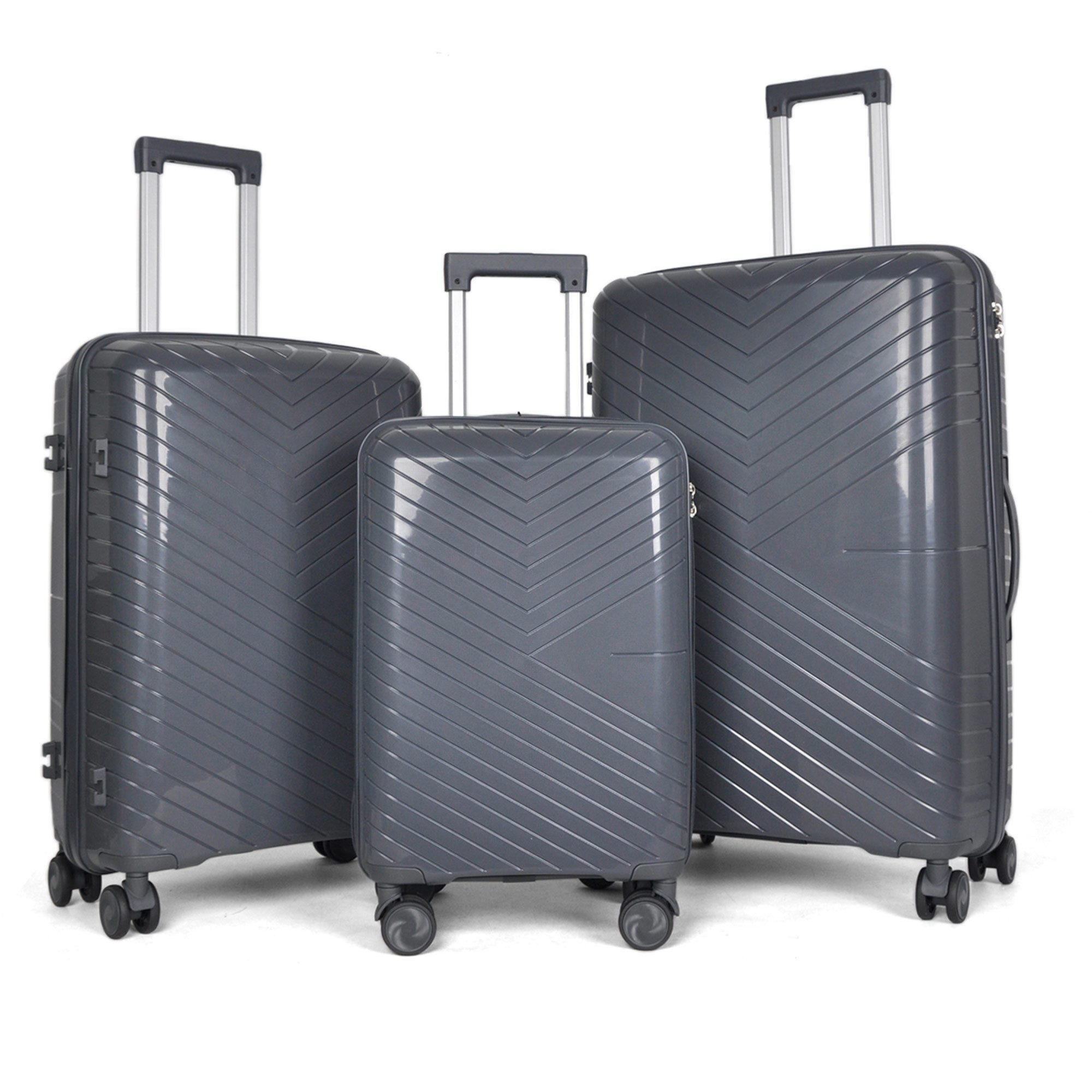 Barut Trolleyset Reisekoffer Set NOVA Dark Grey, 4 Rollen, (Set, 3 tlg., MS-19916)