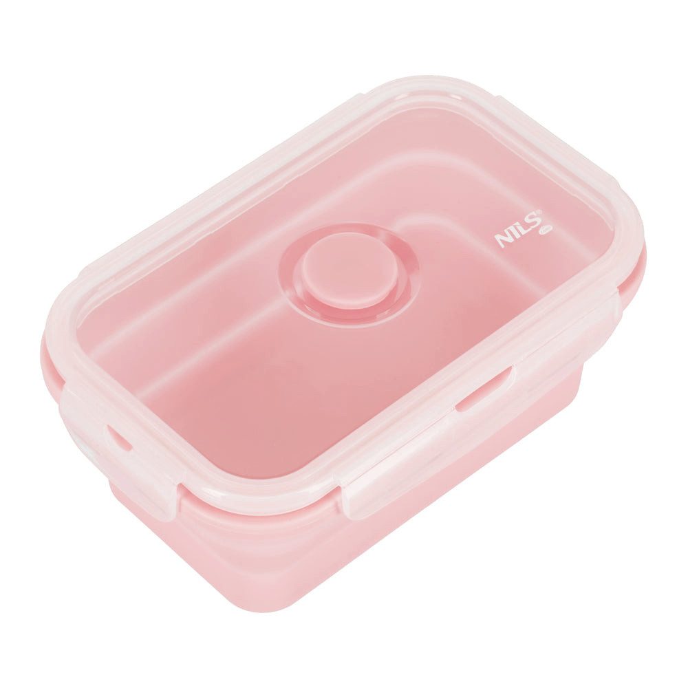 NILS CAMP Lunchbox Silikon Vorratsdose faltbar, Silikon, Polypropylen, (Spar-Set, 1-tlg., 16, 4 x 10, 7 cm faltbar), faltbar, BPA-frei, LFGB, 500 ml, dichter Deckel