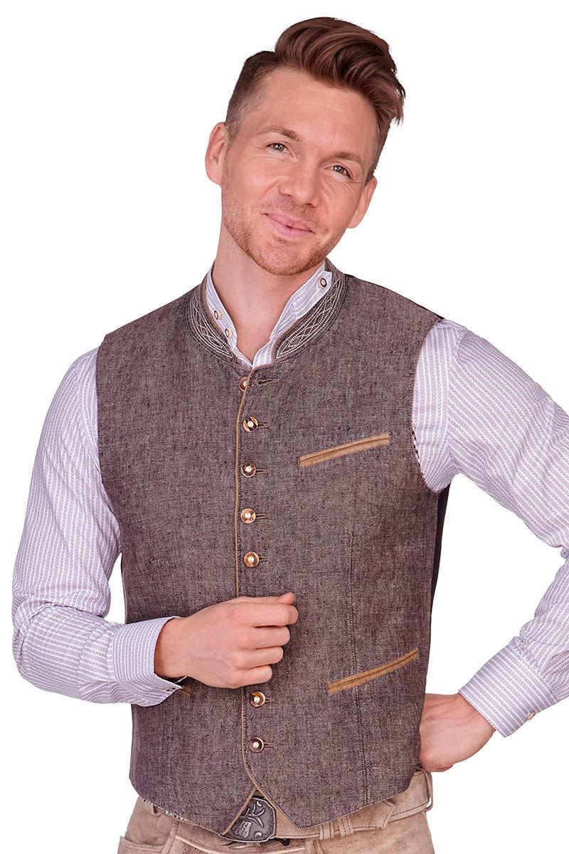 Maddox Trachtenweste Leinenweste - OLIVER - kiesel, oliv